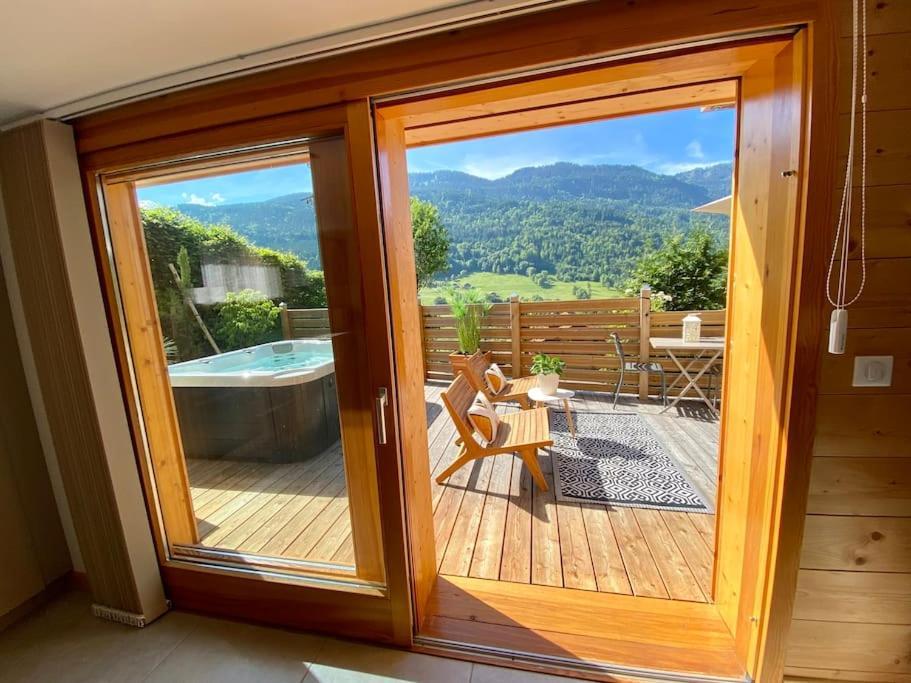 Androsace Appartement Dans Chalet Bois Avec Jacuzzi Privatif Terrasse Et Vue Montagne Les Villards-sur-Thônes Exteriér fotografie